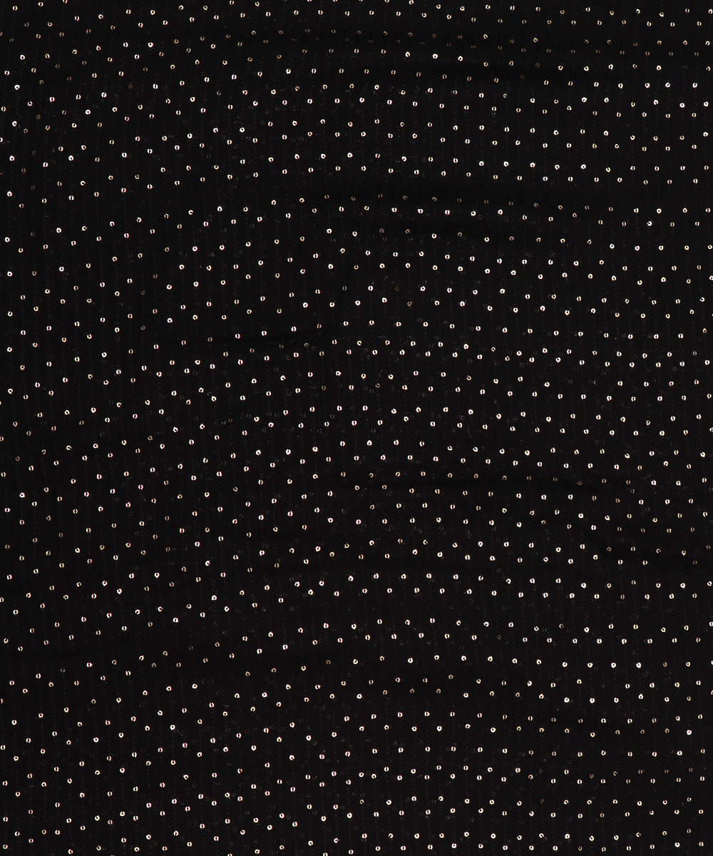 Black Colour Georgette Sequin Embroidery Fabric ( 2 Meter )