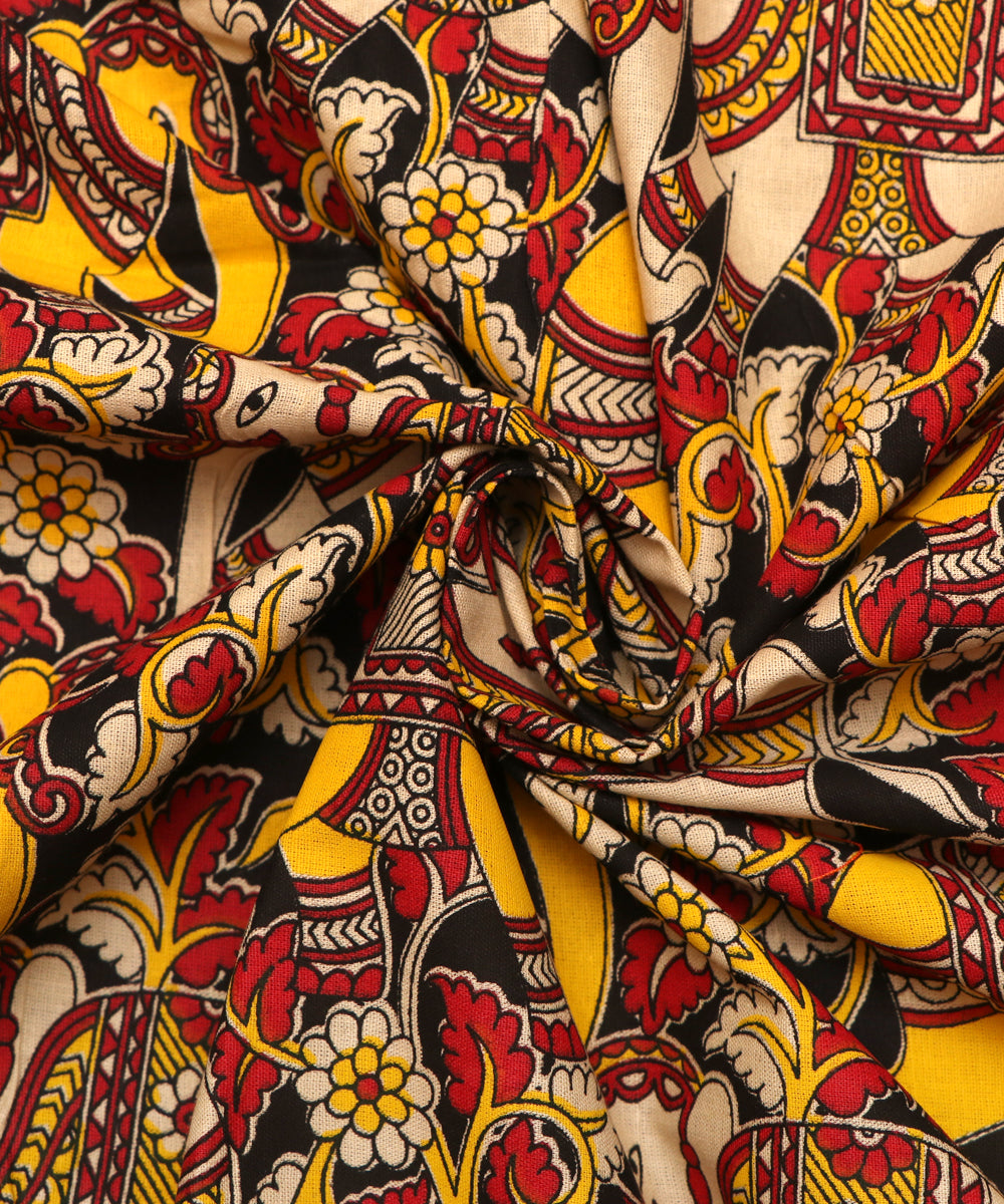 Black Colour Elephant Print Cotton Fabric ( 1 Meter )