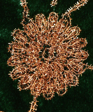 bottle green colour floral zari embroidery velvet fabric 1