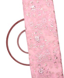 Pink Colour Floral Embroidery Net Fabric( 1 Meter )