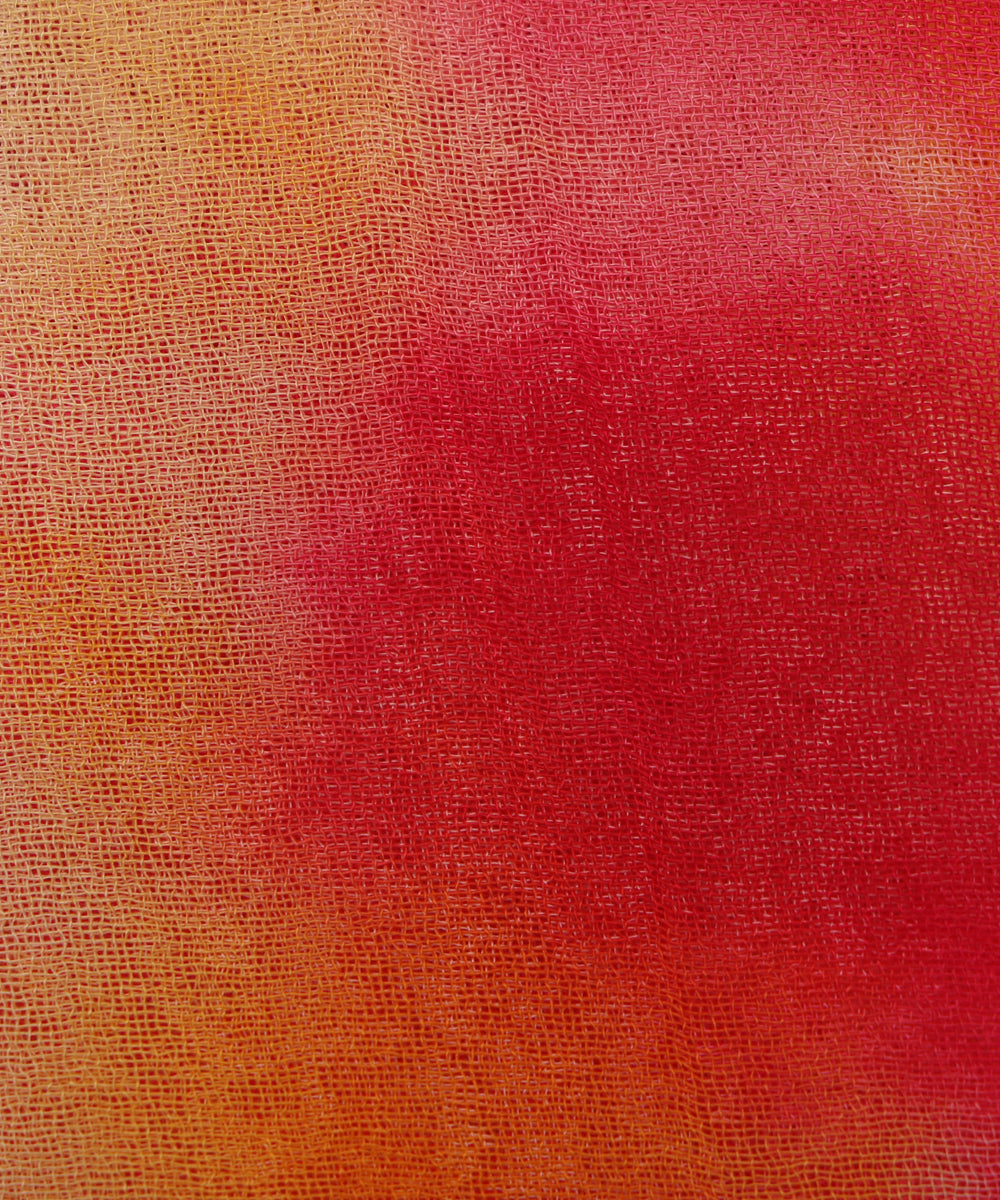 Yellow Magenta Colour Tie Dye Viscose Georgette Fabric ( 3.60 Meter )