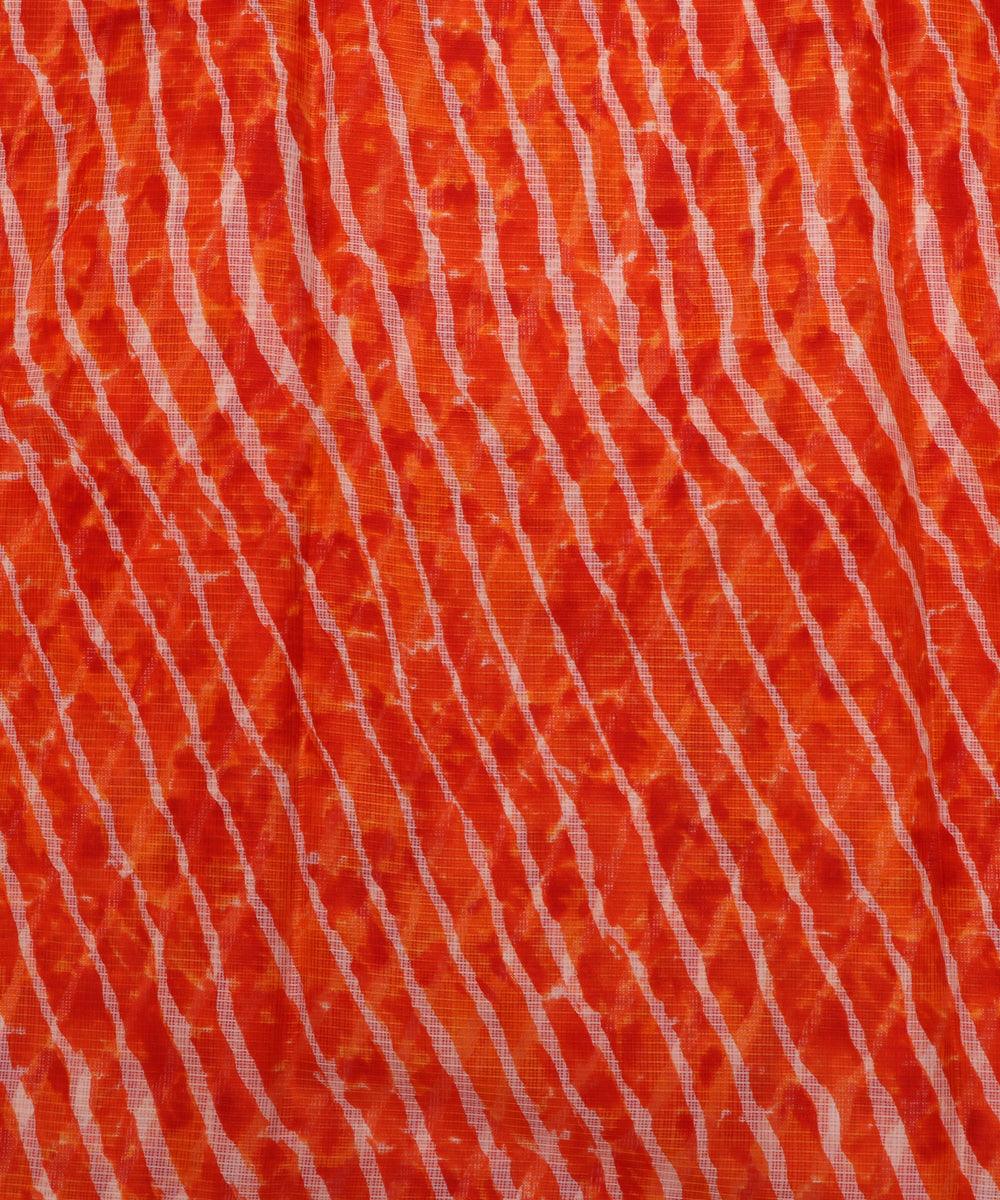 orange and white lehariya pattern kota doria fabric b136 3451