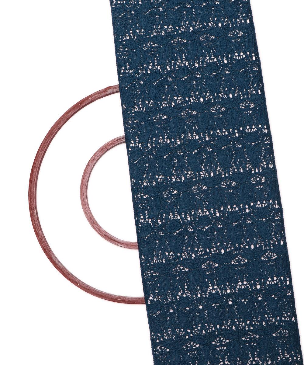 teal blue leaf pattern crosia fabic b145 3821