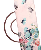 White Colour Floral Design Satin Moss Fabric