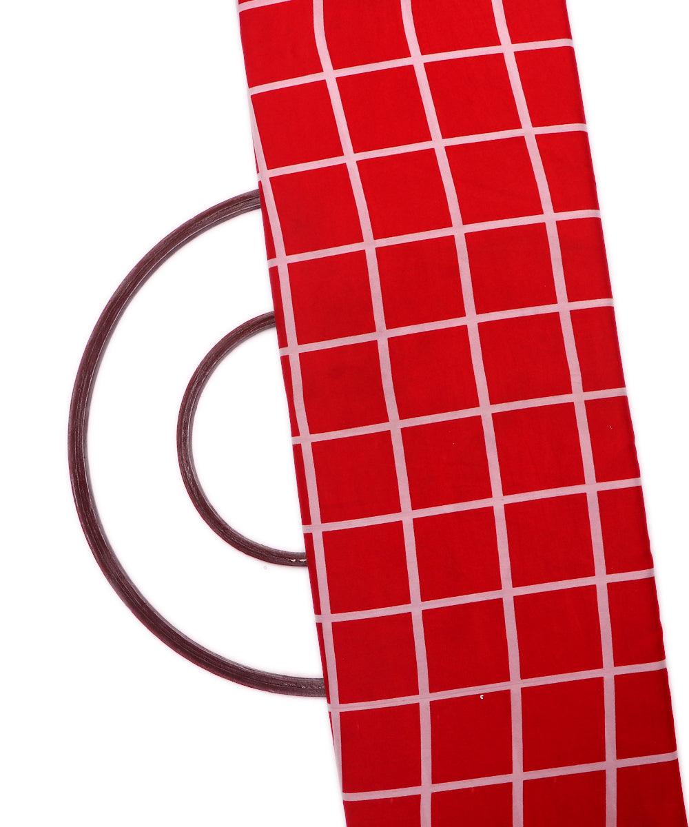 red and white checks pattern crepe fabric b101 4013