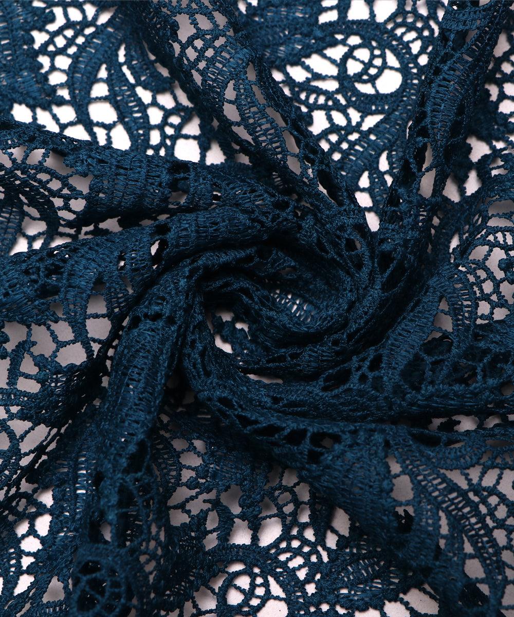 teal blue leaf pattern crosia fabic b145 3821