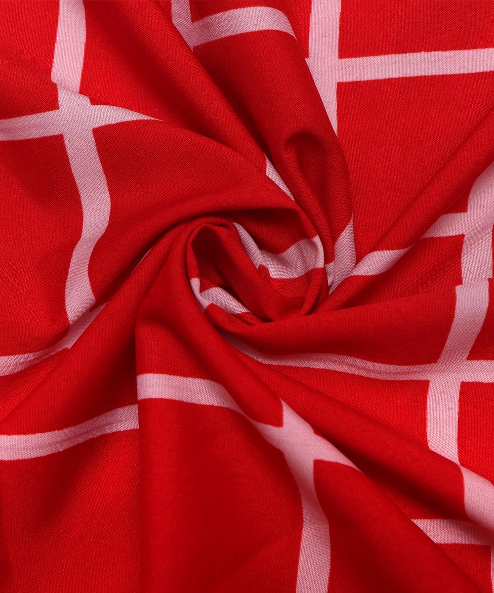 red and white checks pattern crepe fabric b101 4013