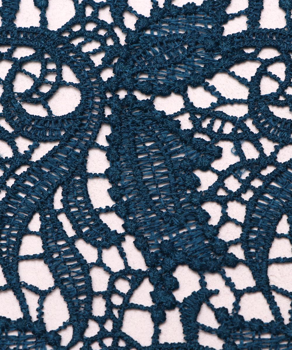 teal blue leaf pattern crosia fabic b145 3821