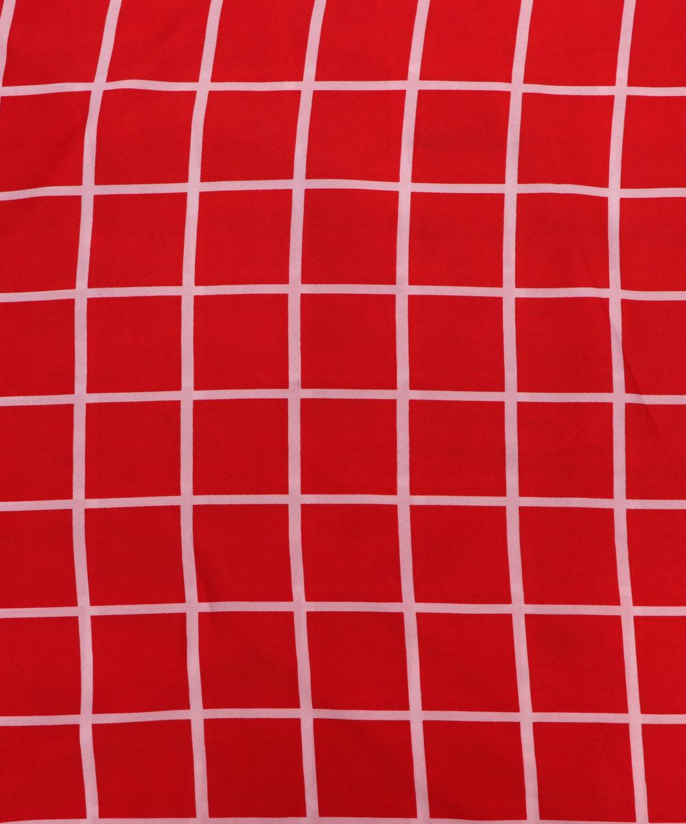 red and white checks pattern crepe fabric b101 4013