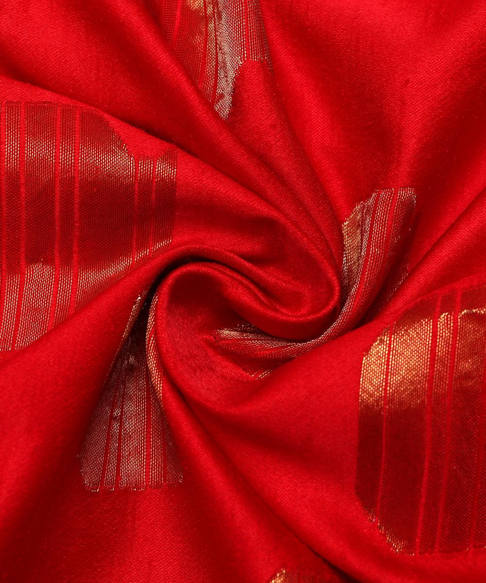 red and golden matka clay pot print banarasi brocade silk fabric o146 5647