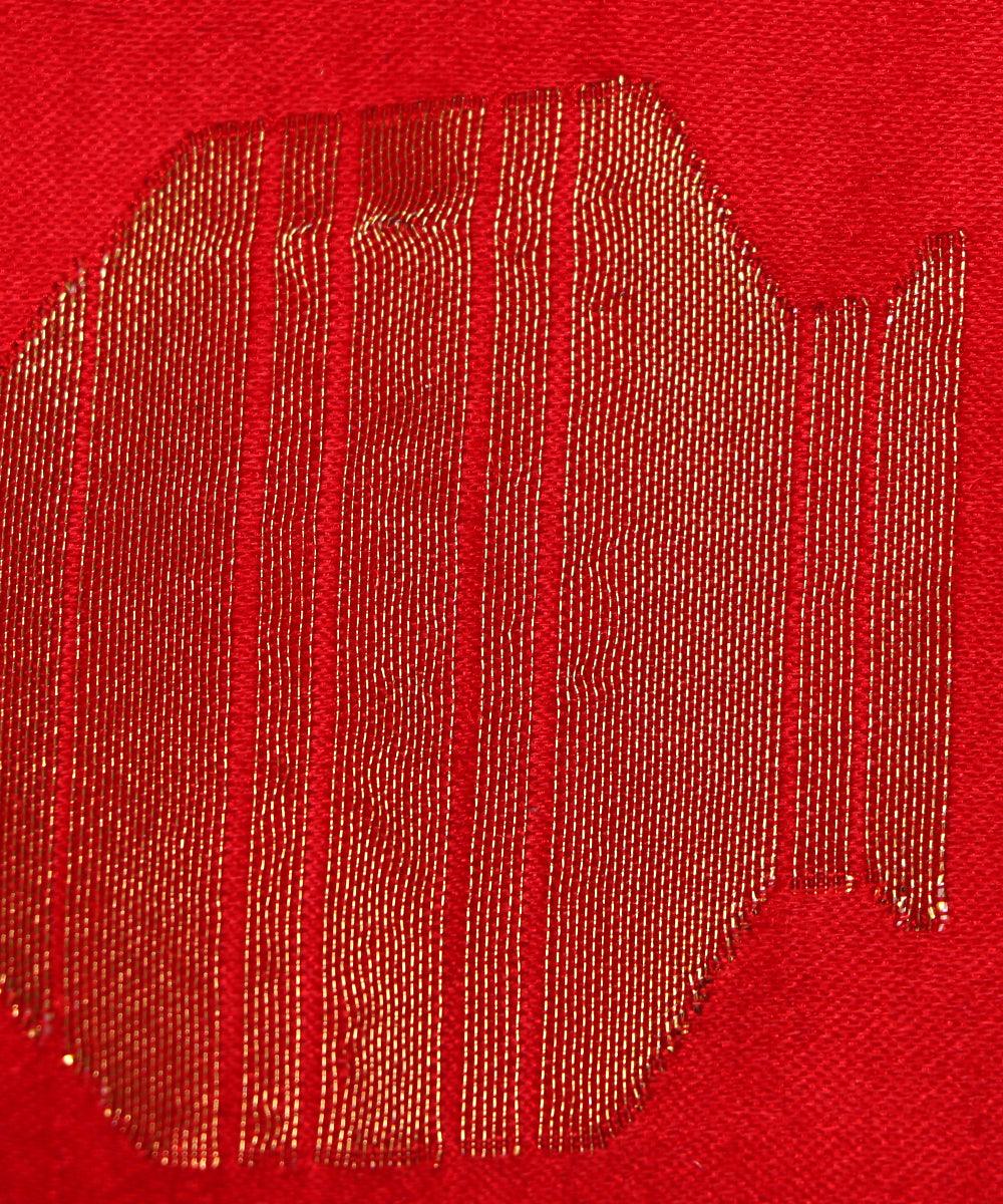 red and golden matka clay pot print banarasi brocade silk fabric o146 5647