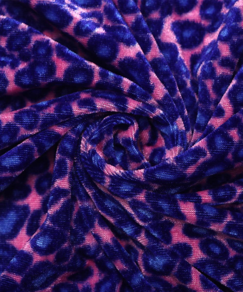 pink and blue unique print velvet fabric b106 5422
