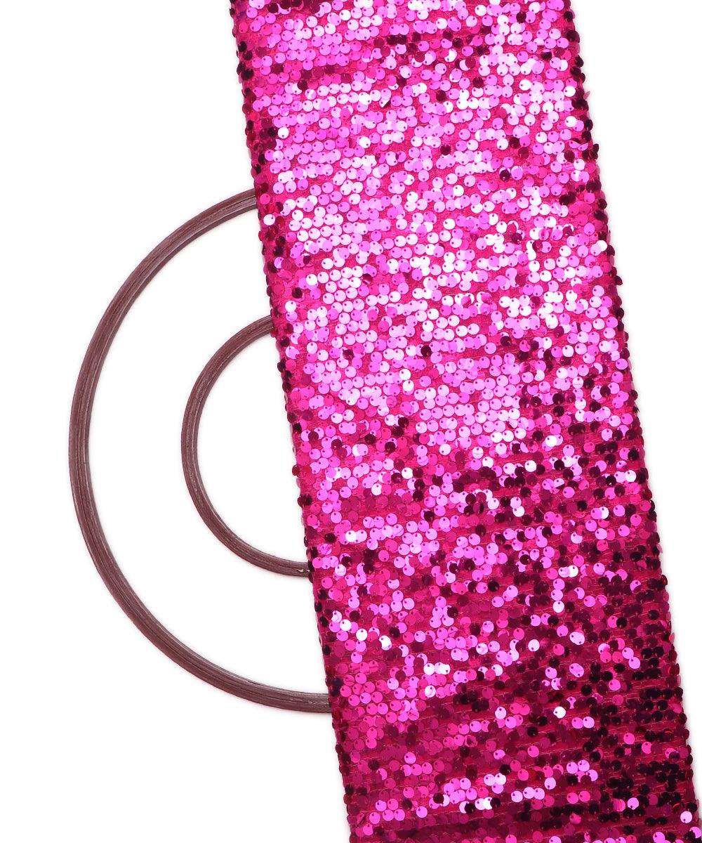 pink sequin net embroidery fabric