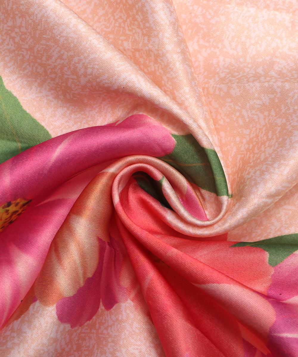 pink floral design satin moss fabric b100 3922