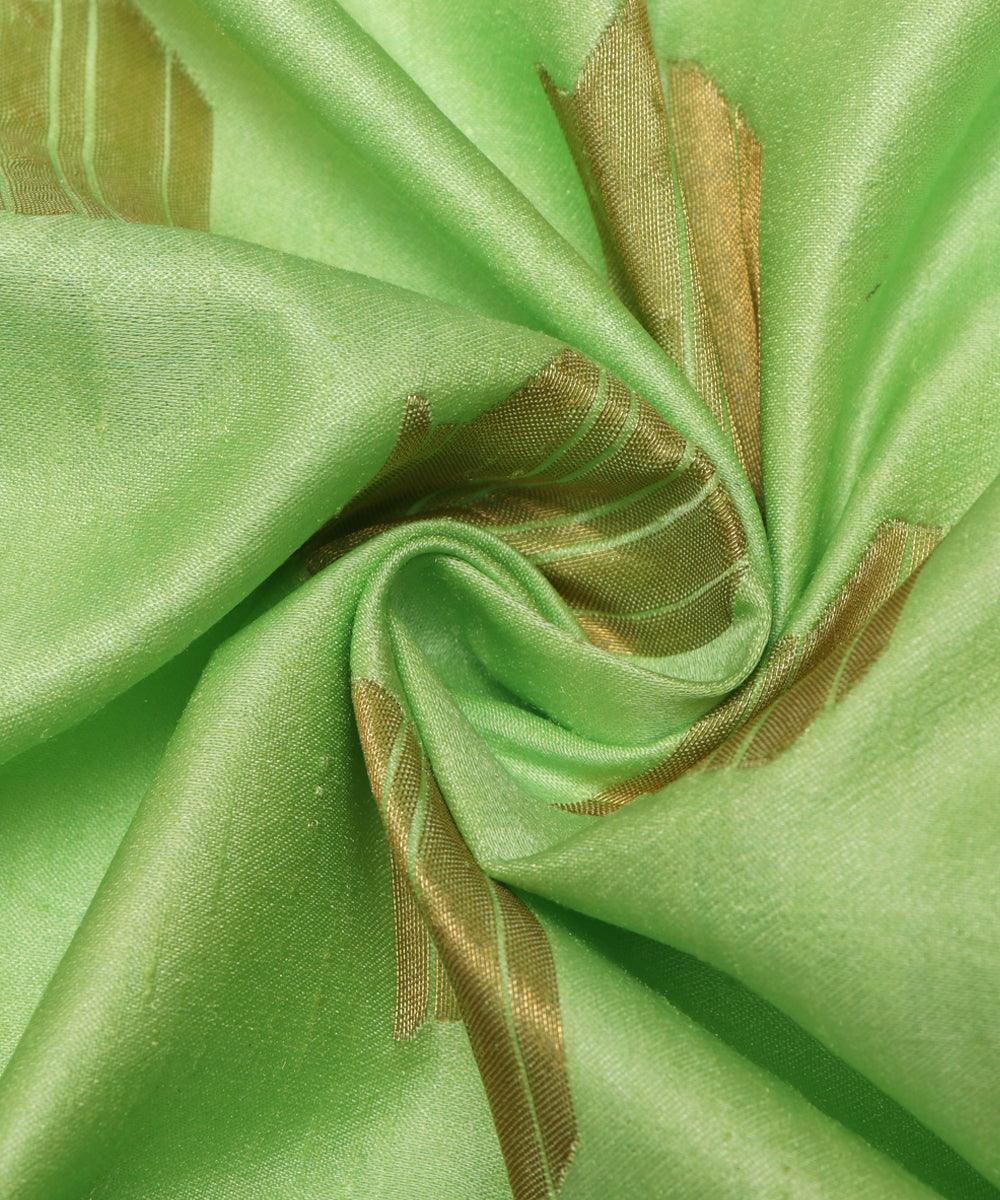 neon green and golden matka clay pot print banarasi brocade silk fabric o146 5648