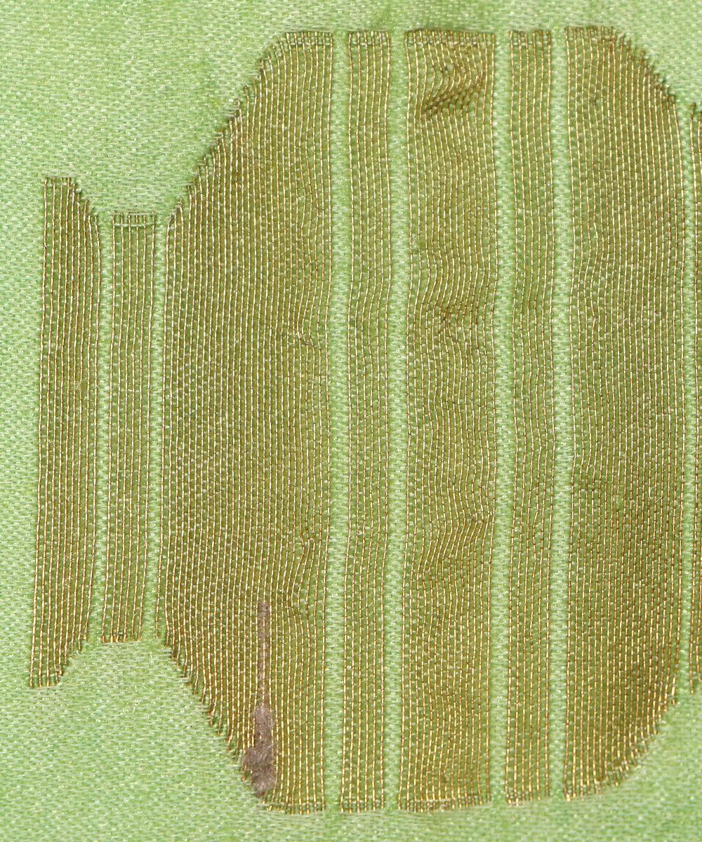 neon green and golden matka clay pot print banarasi brocade silk fabric o146 5648