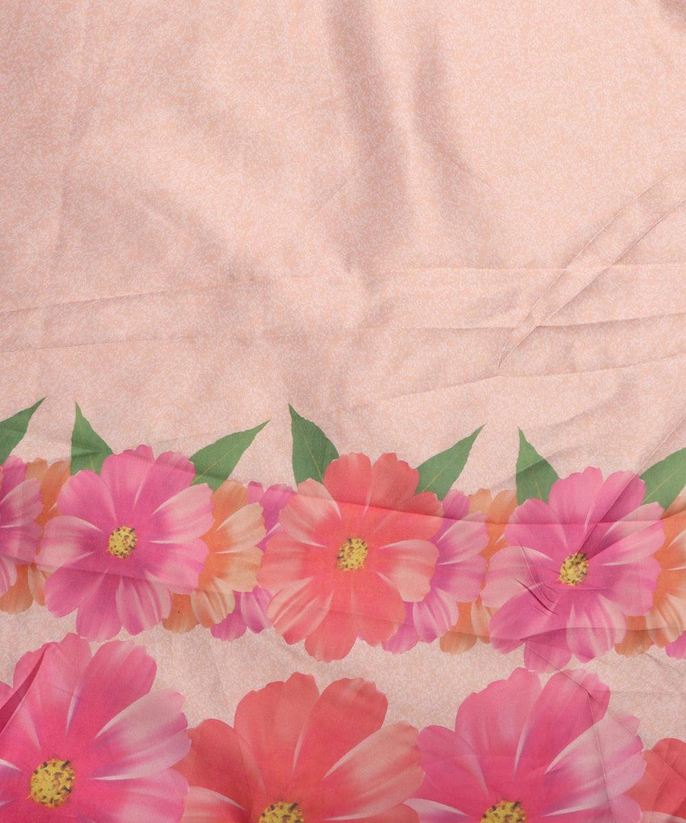 pink floral design satin moss fabric b100 3922