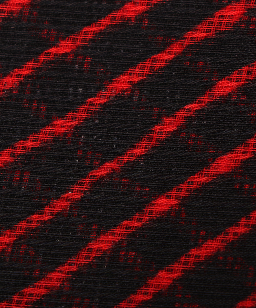 Black Colour Lehariya Kota Doria Fabric