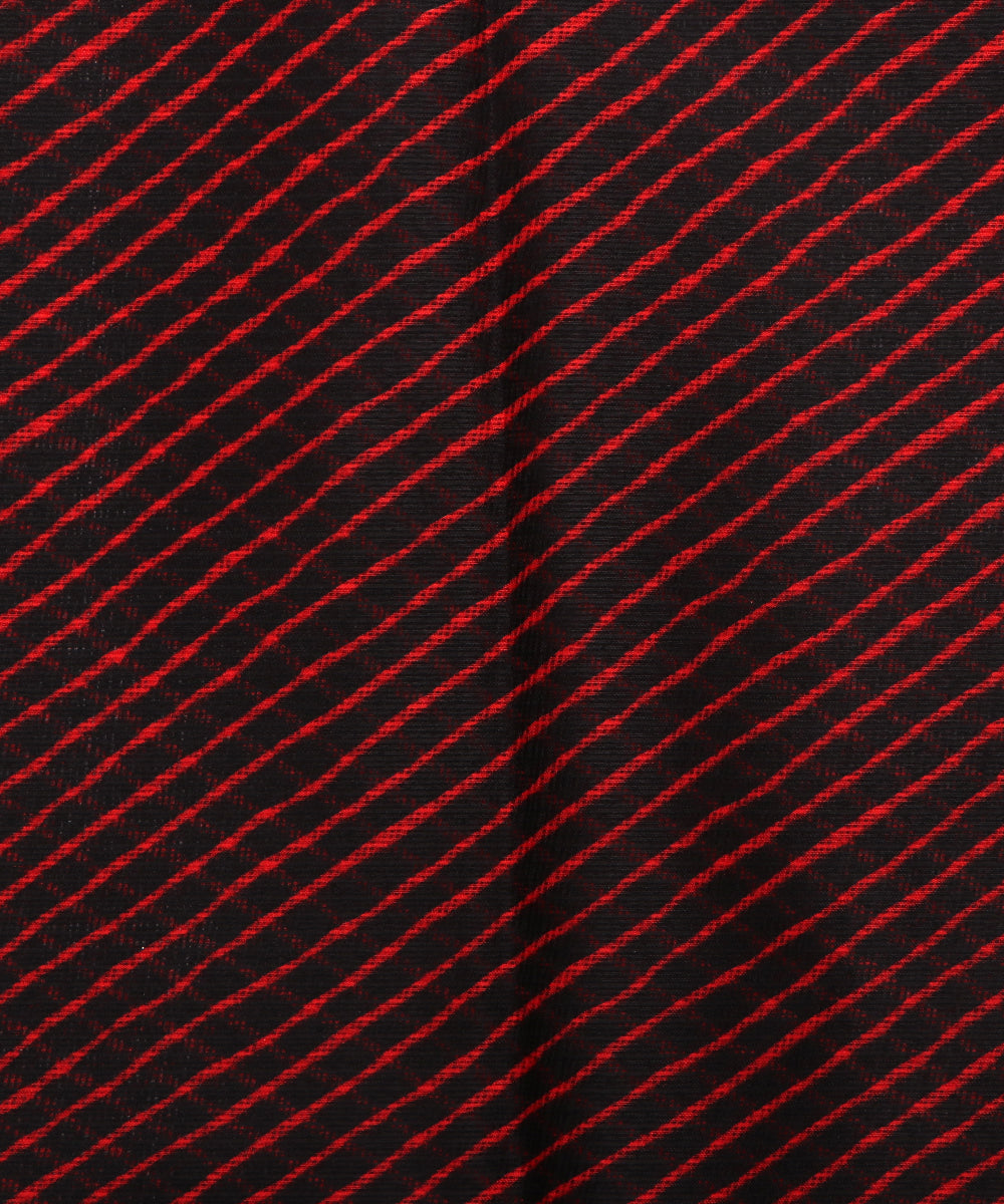 Black Colour Lehariya Kota Doria Fabric