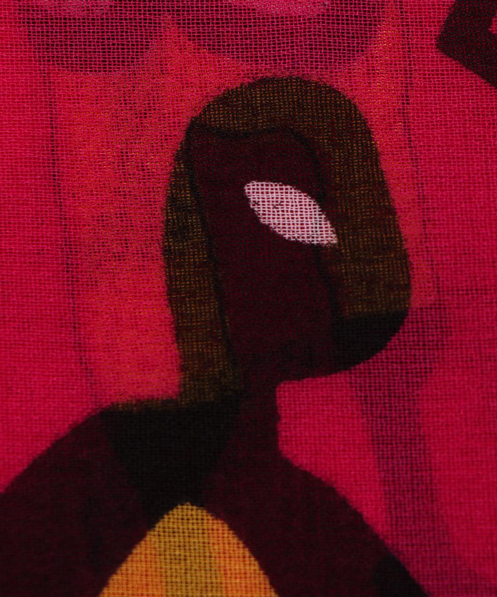 magenta warli print georgette fabric