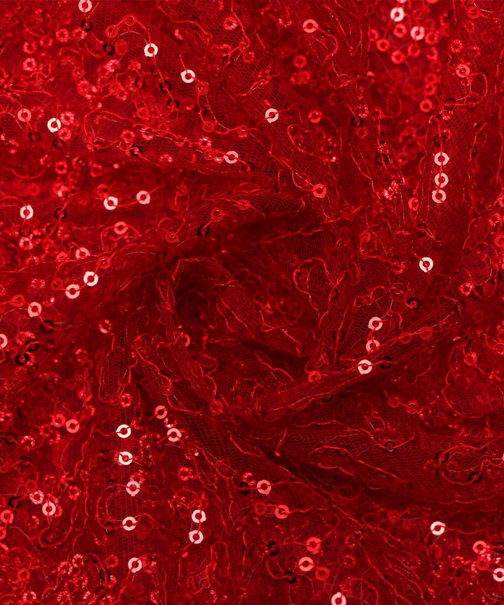 red small heavy sequin net fabric o132 5682