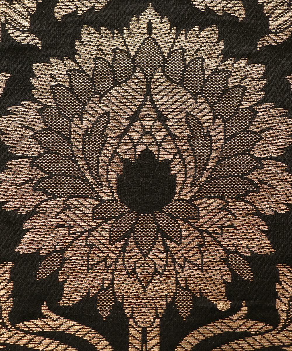 black and golden floral design banarasi brocade silk o146 4085