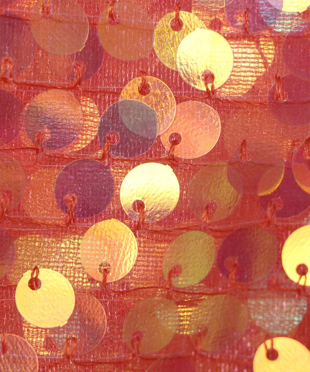 peach sequin net embroidery fabric