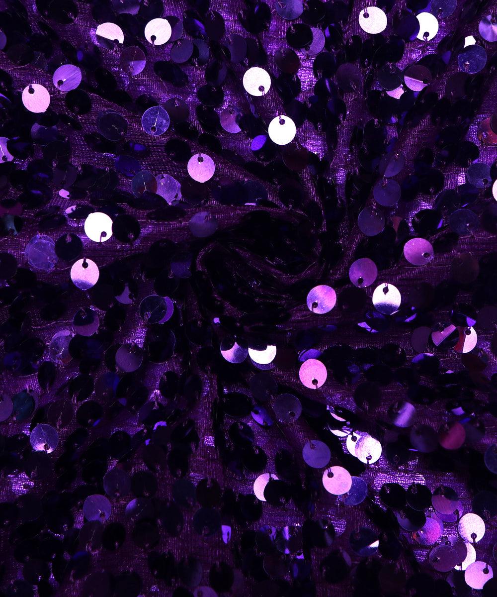 purple sequin net embroidery fabric