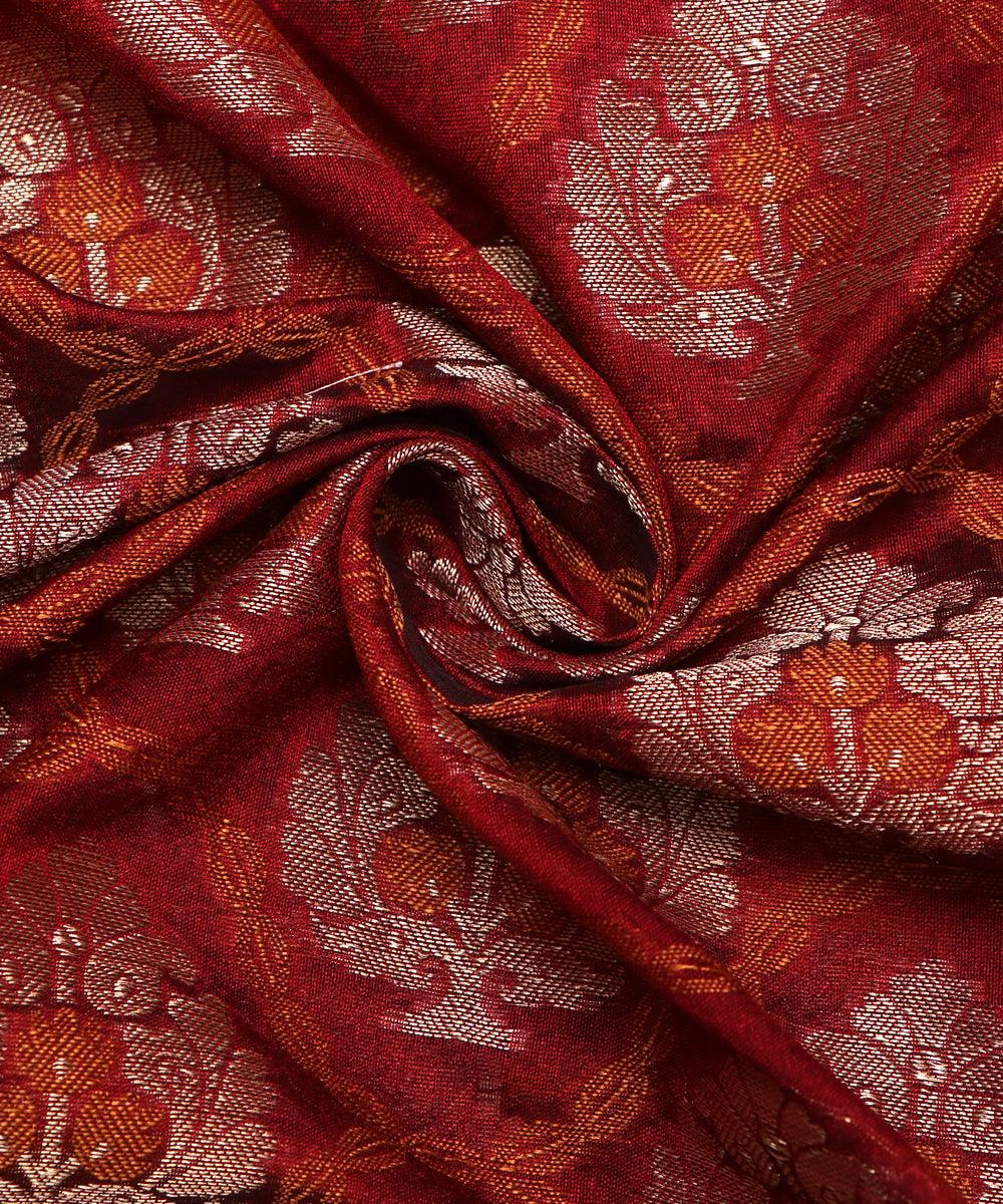 golden tree pattern chanderi silk fabric