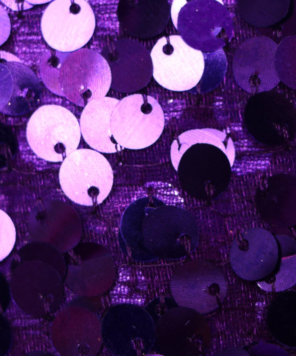 purple sequin net embroidery fabric