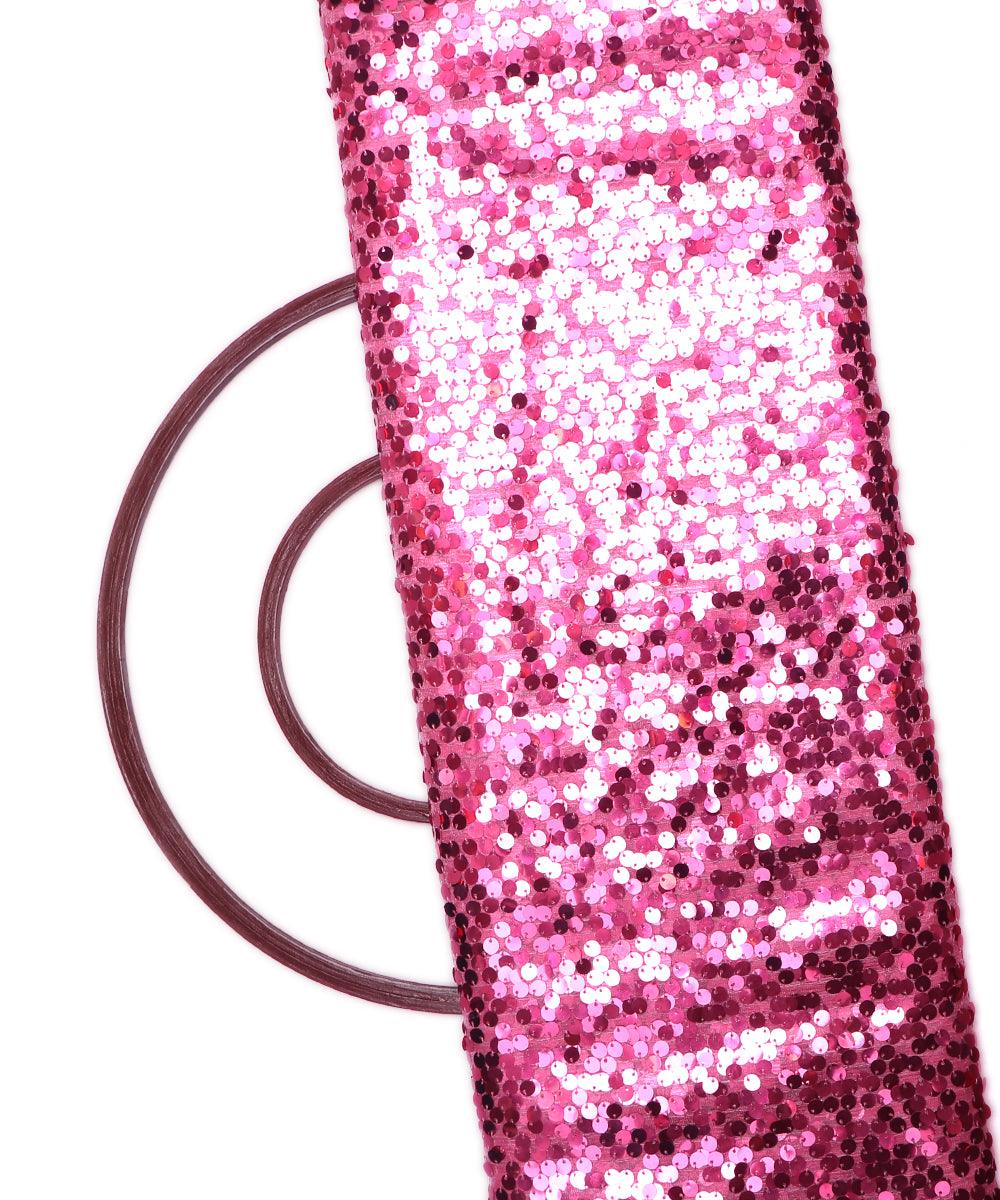 pink sequin net embroidery fabric 1