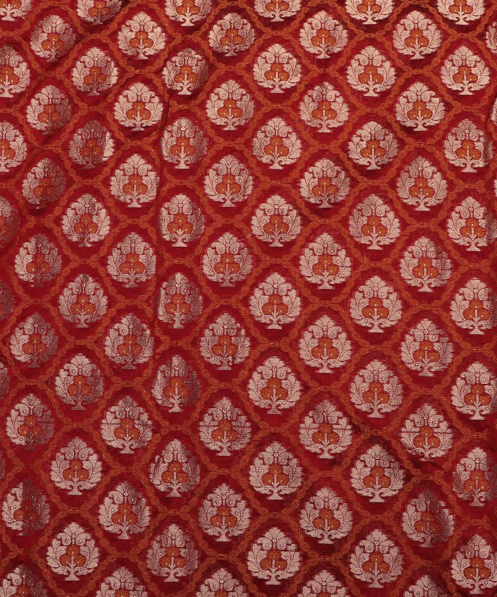 golden tree pattern chanderi silk fabric