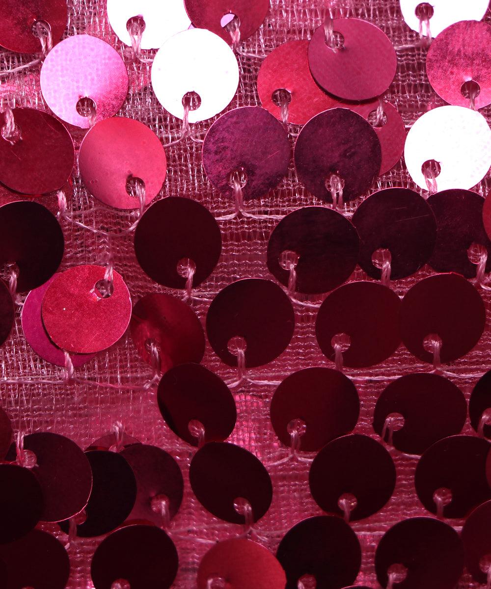 pink sequin net embroidery fabric 1