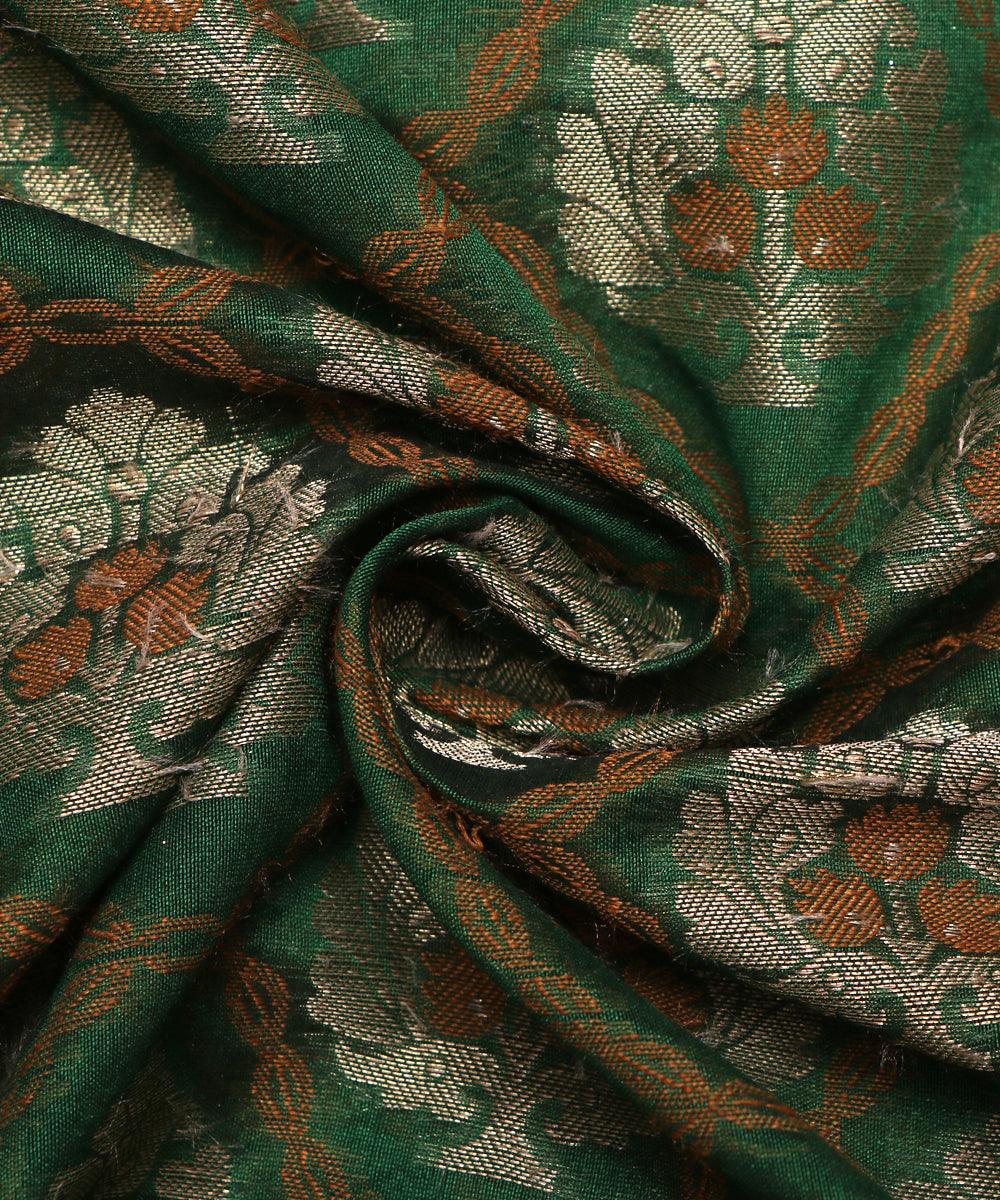golden tree pattern chanderi silk fabric 1