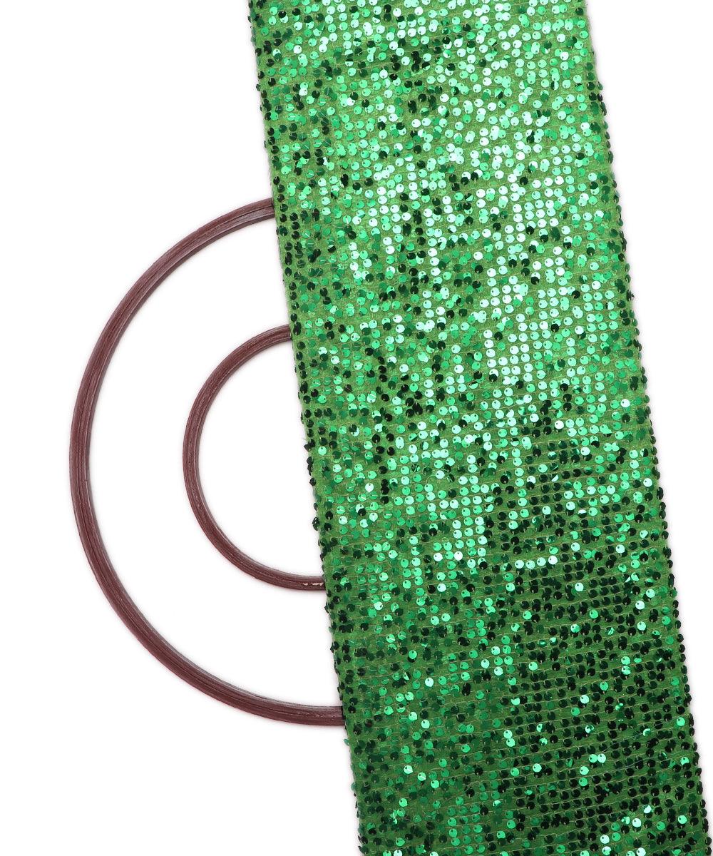 green sequin net embroidery fabric 1