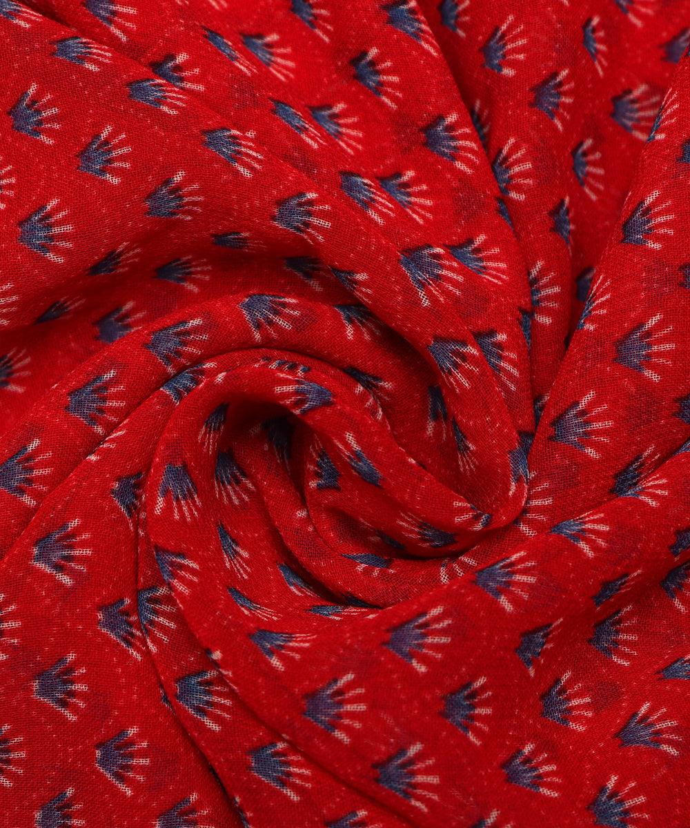 red and blue floral print georgette fabric b103 4290