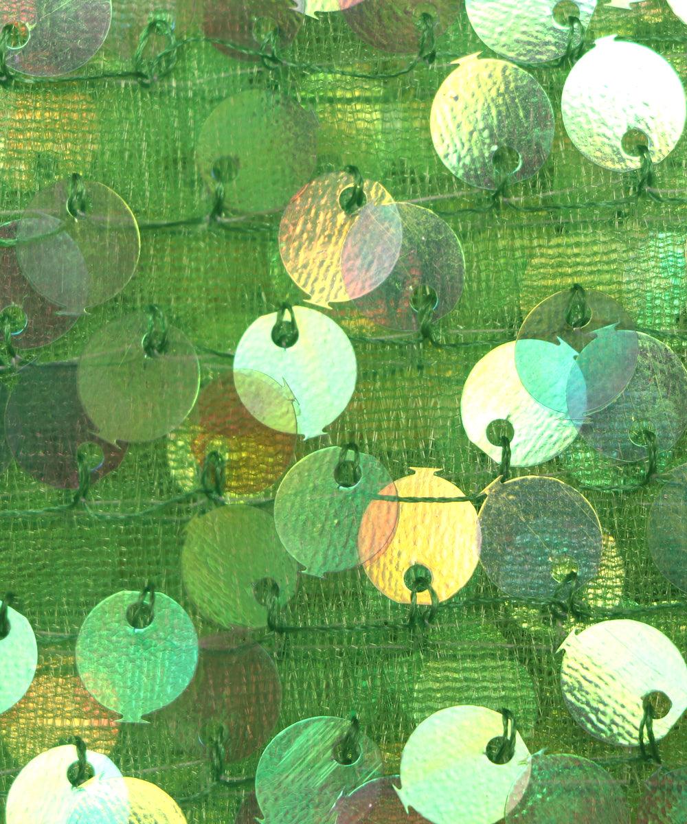 green sequin net embroidery fabric