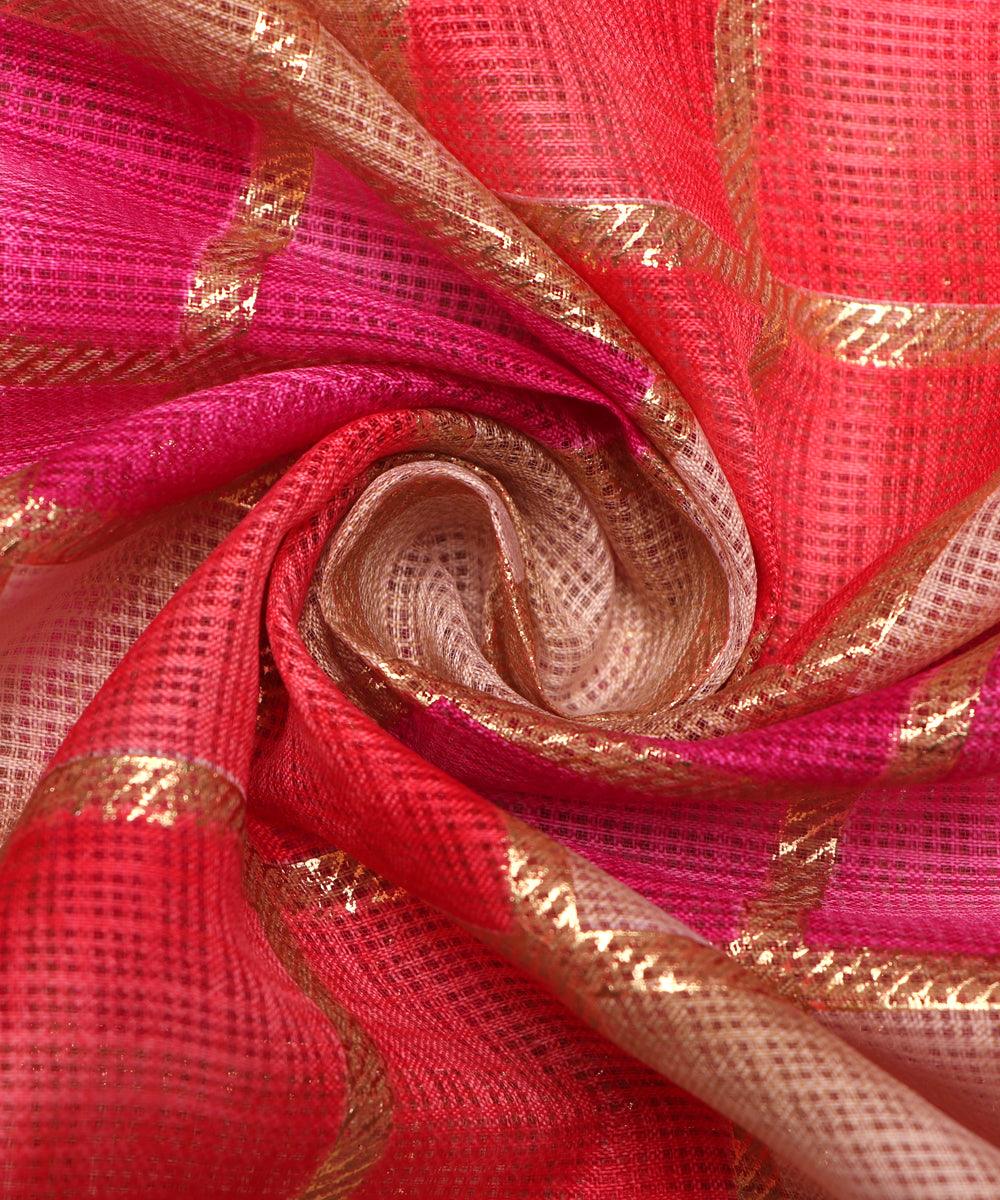 light brown checks pattern kota doria fabric