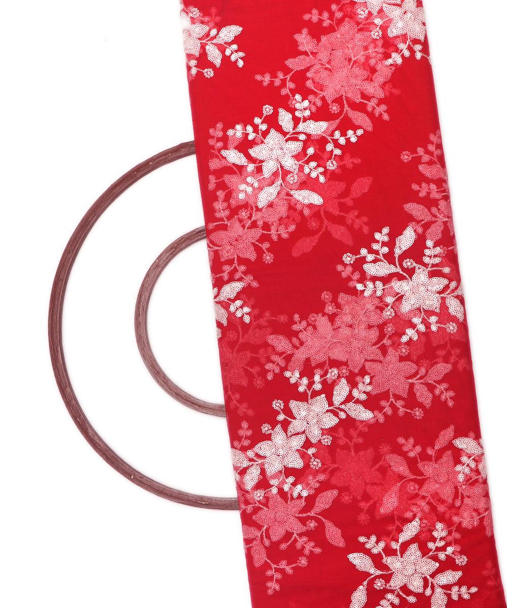 red and white floral net sequin embroidery fabric bo131 3481