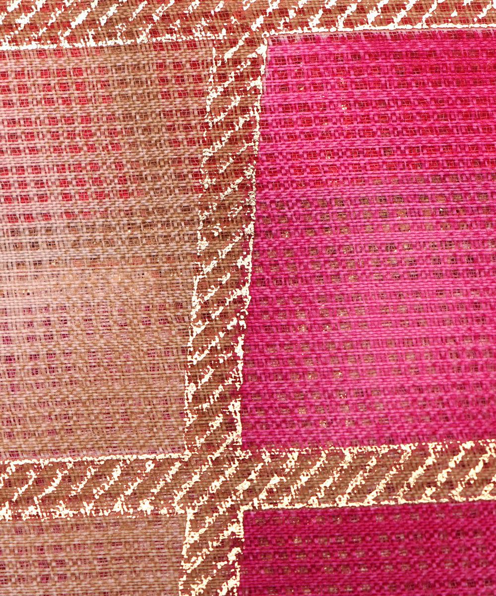 light brown checks pattern kota doria fabric