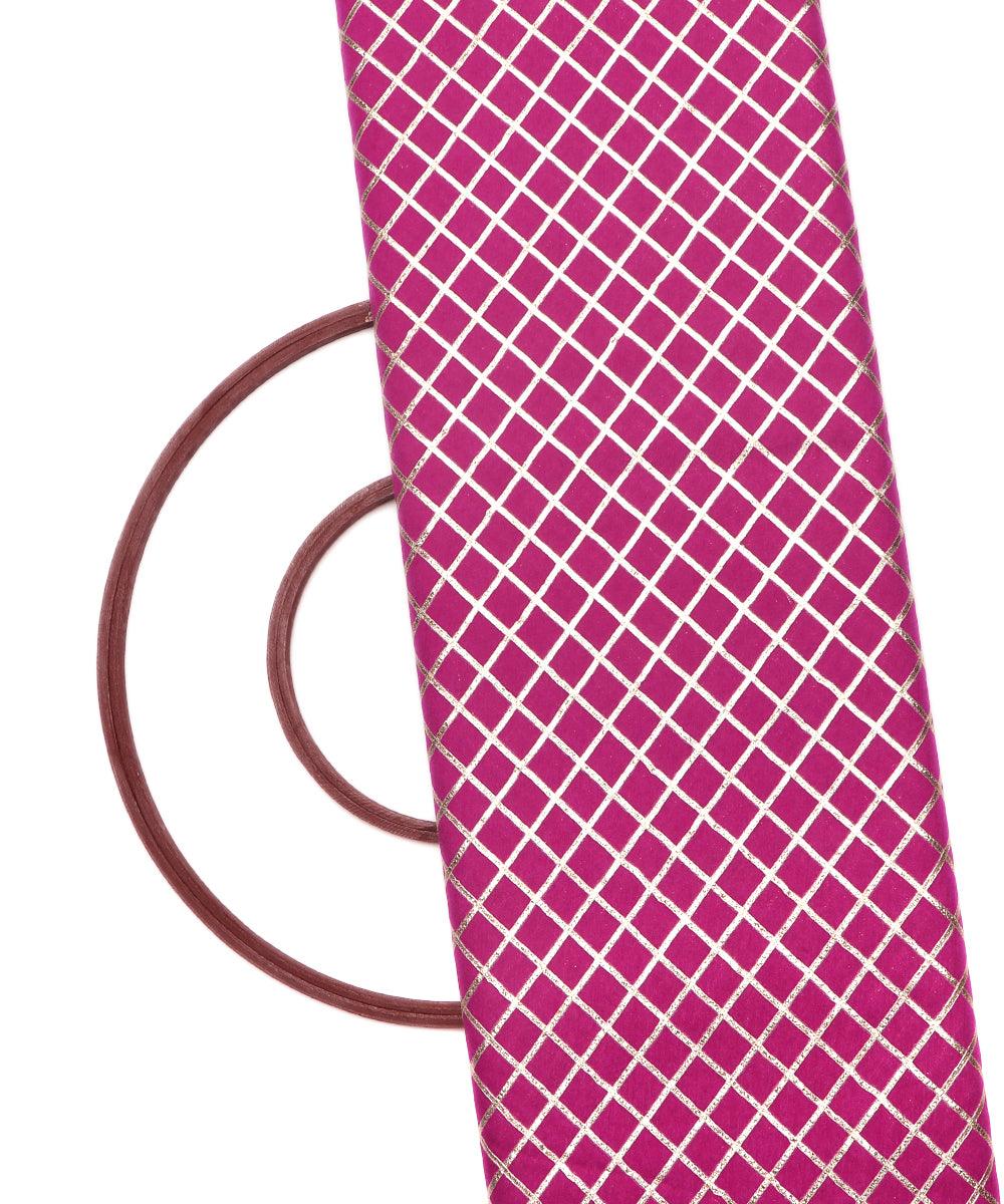 magenta checks pattern gotta raw silk fabric 1