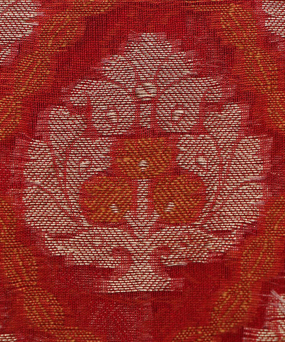 red tree pattern chanderi silk fabric