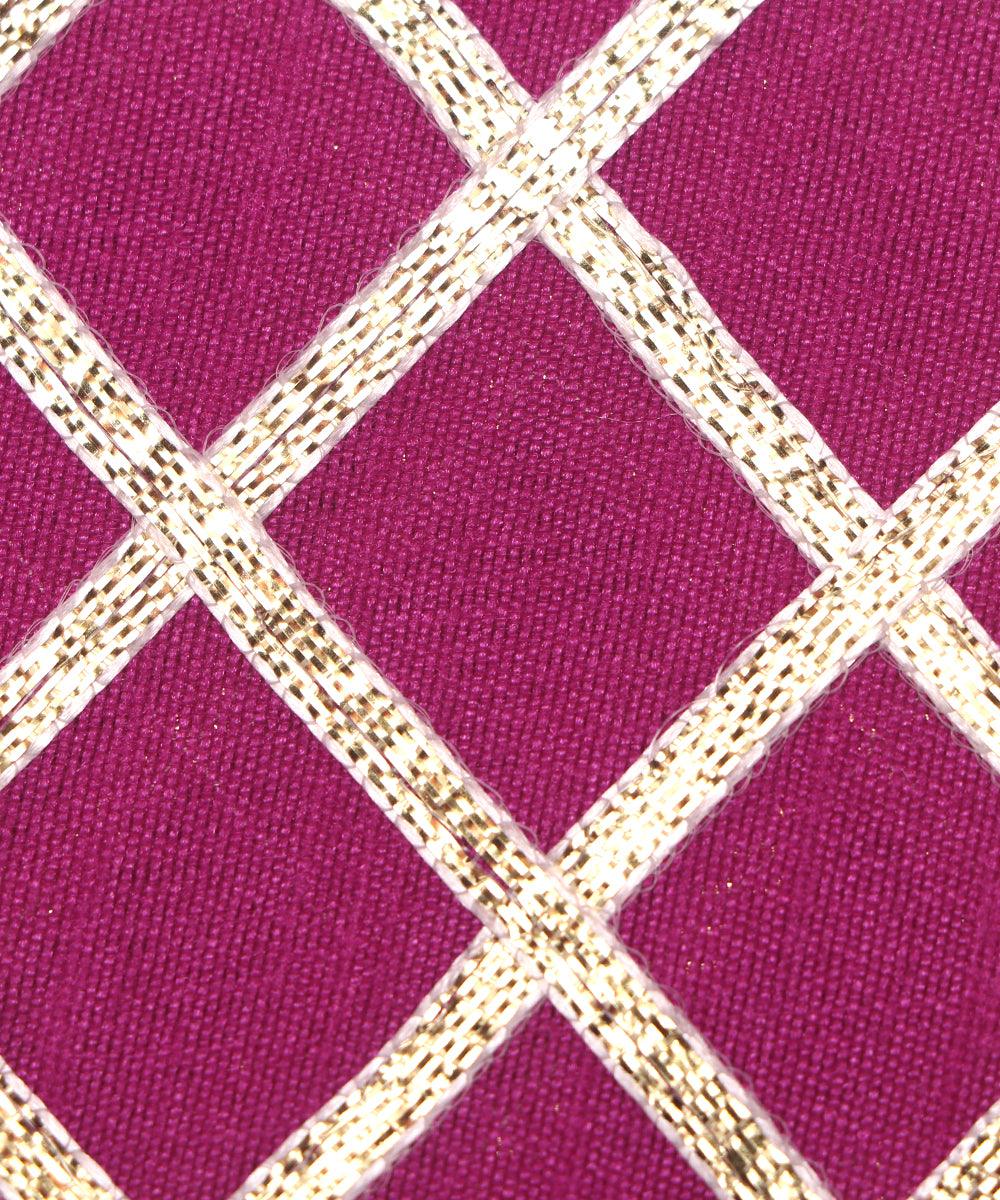 magenta checks pattern gotta raw silk fabric 1