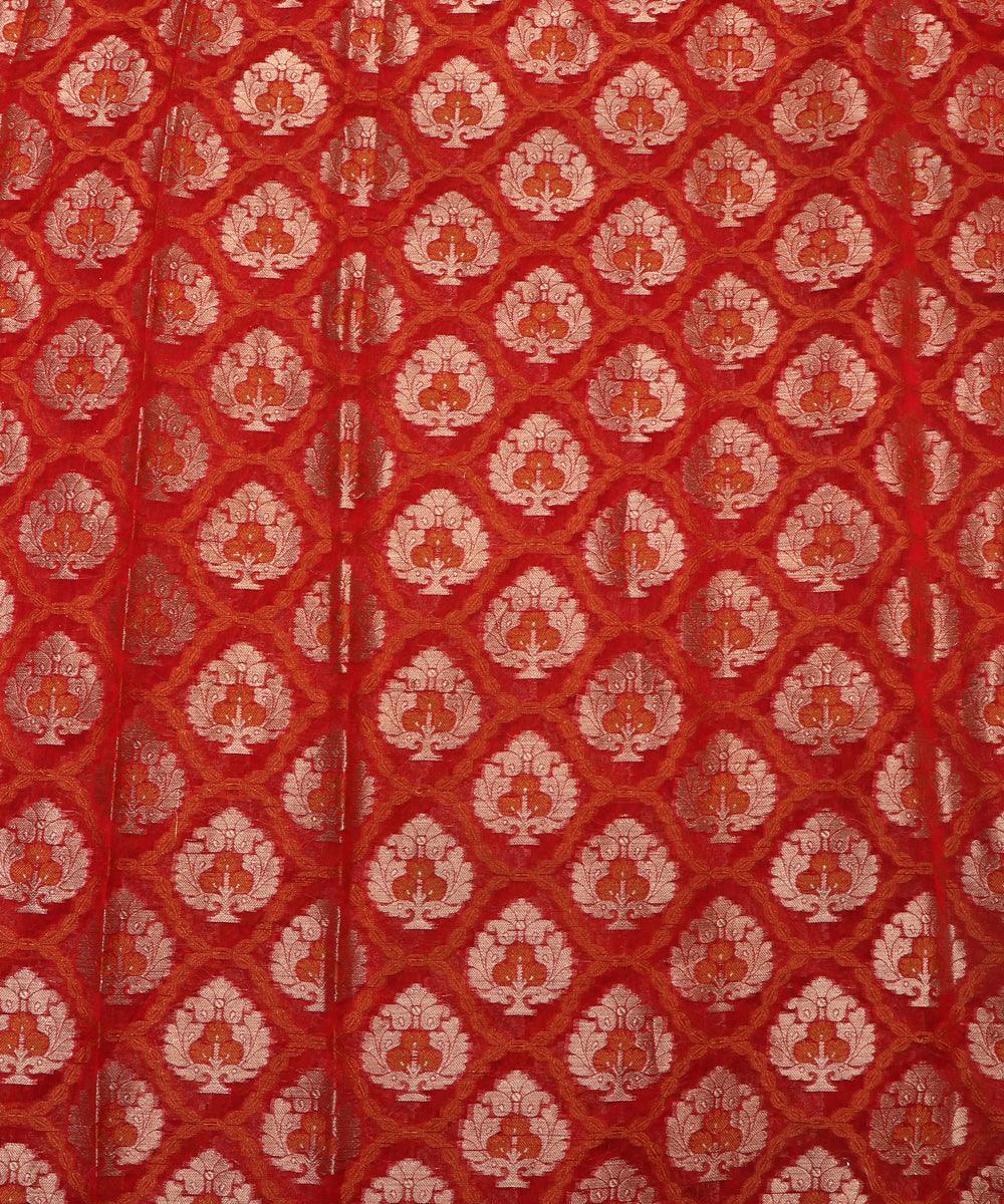 red tree pattern chanderi silk fabric