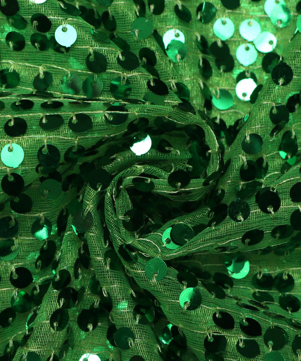 green sequin net embroidery fabric 1