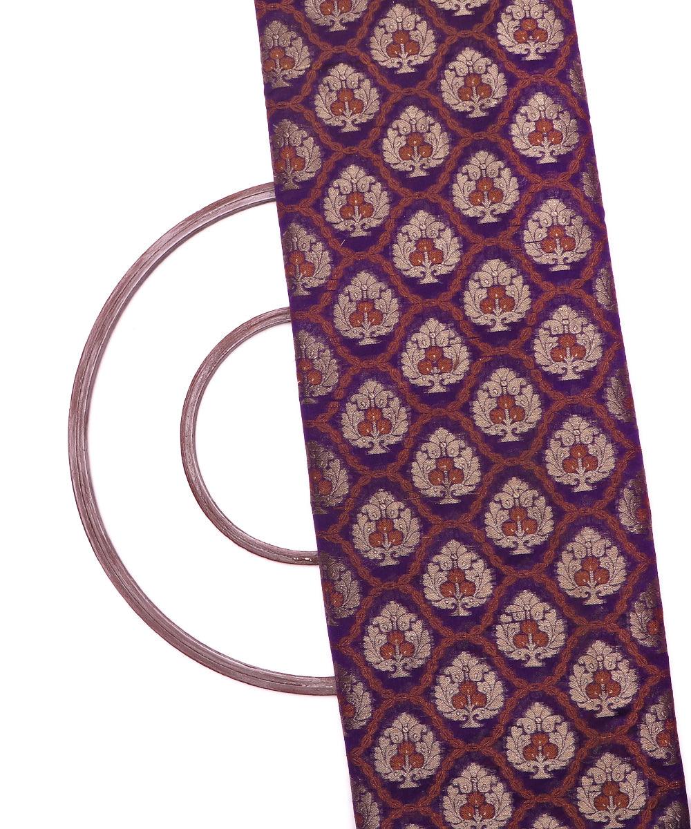 purple tree pattern chanderi silk fabric