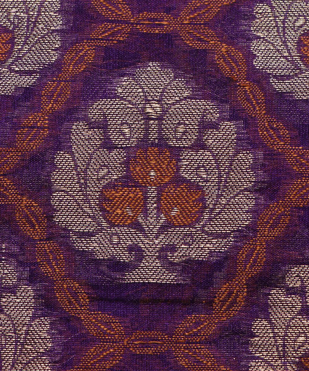 purple tree pattern chanderi silk fabric