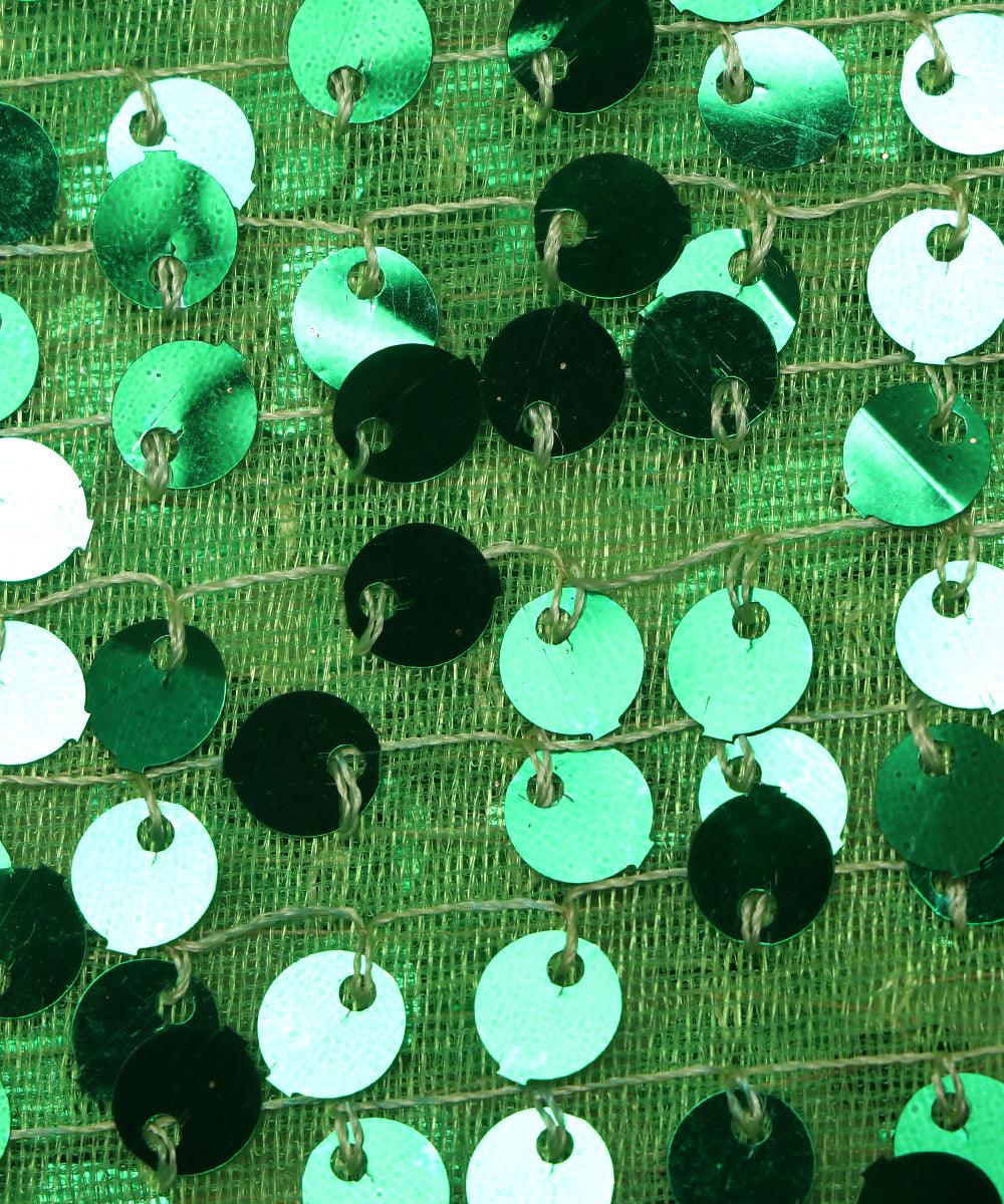green sequin net embroidery fabric 1