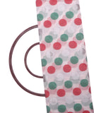 White Colour Big Polka Pattern Chanderi Silk Fabric