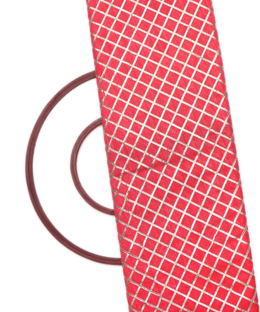 carrot colour checks pattern gotta raw silk fabric